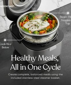 Alternative view of 10-Cup Rice Cooker with Steamer Basket | Smart Rice Maker with Easy-to-Clean Nonstick Inner Pot | Delay Timer & Keep Warm Settings | Non-Toxic & BPA-Free | Ideal for Family Meals, Stainless Steel