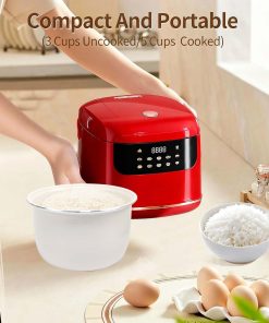 Alternative view of Ceramic Rice Cooker Non-Stick Pot- Low Carb Rice Cooker Stainless Steel, Low Sugar,2.1 Quart 2L,Compact Electric Rice Maker,5 Cups Cooked/3 Cups Uncooked,10 Cooking Functions,24H Timer & Auto Keep Warm, Fast Cooker for Dorm,Office & Small Families