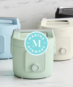 Alternative view of Martha Stewart Rice Cooker, 4 Cup (Uncooked) / 8 Cup (Cooked), Ceramic Non-Stick Removable Pot, Keep Warm, Measure Markings, Steam Basket, Brown & Sushi Rice, Quick Cook, Quinoa, Grains, Oats, Caviar Gray
