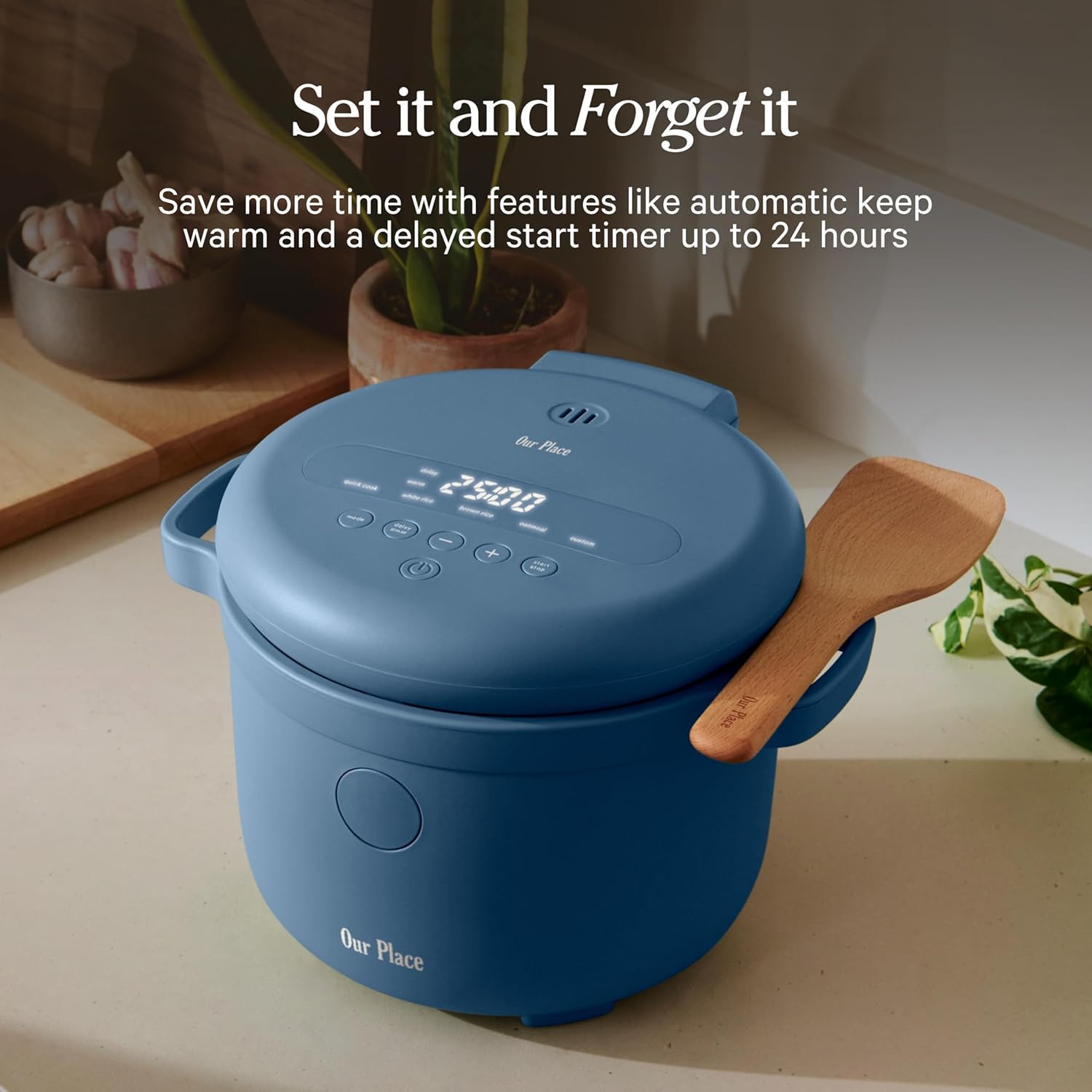 Our Place Rice Cooker | Compact Rice Cooker 3-Cup Uncooked / 6-Cup Cooked with Ceramic Nonstick Inner Pot | Fuzzy Logic Multi-Cooker for White & Brown Rice, Oatmeal & Grains | Delay Timer & Auto Keep Warm | Steam - Image 3