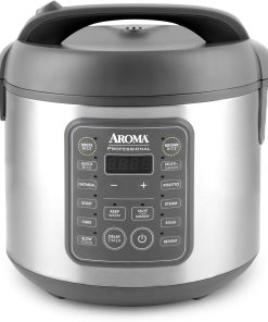AROMA Professional Digital Rice Cooker, 10-Cup (Uncooked) - 20-Cup (Cooked), Multicooker, Slow Cooker, Steamer, Oatmeal Cooker, Egg Cooker, STS, 5 Qt, Gray, ARC-5200SG - 1