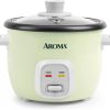 AROMA® Mini Rice Cooker, 2-Cup (Uncooked) - 4-Cup (Cooked), Grain Cooker, Soup Maker, Oatmeal Cooker, Auto Keep Warm, 1 Qt, Light Green - 1