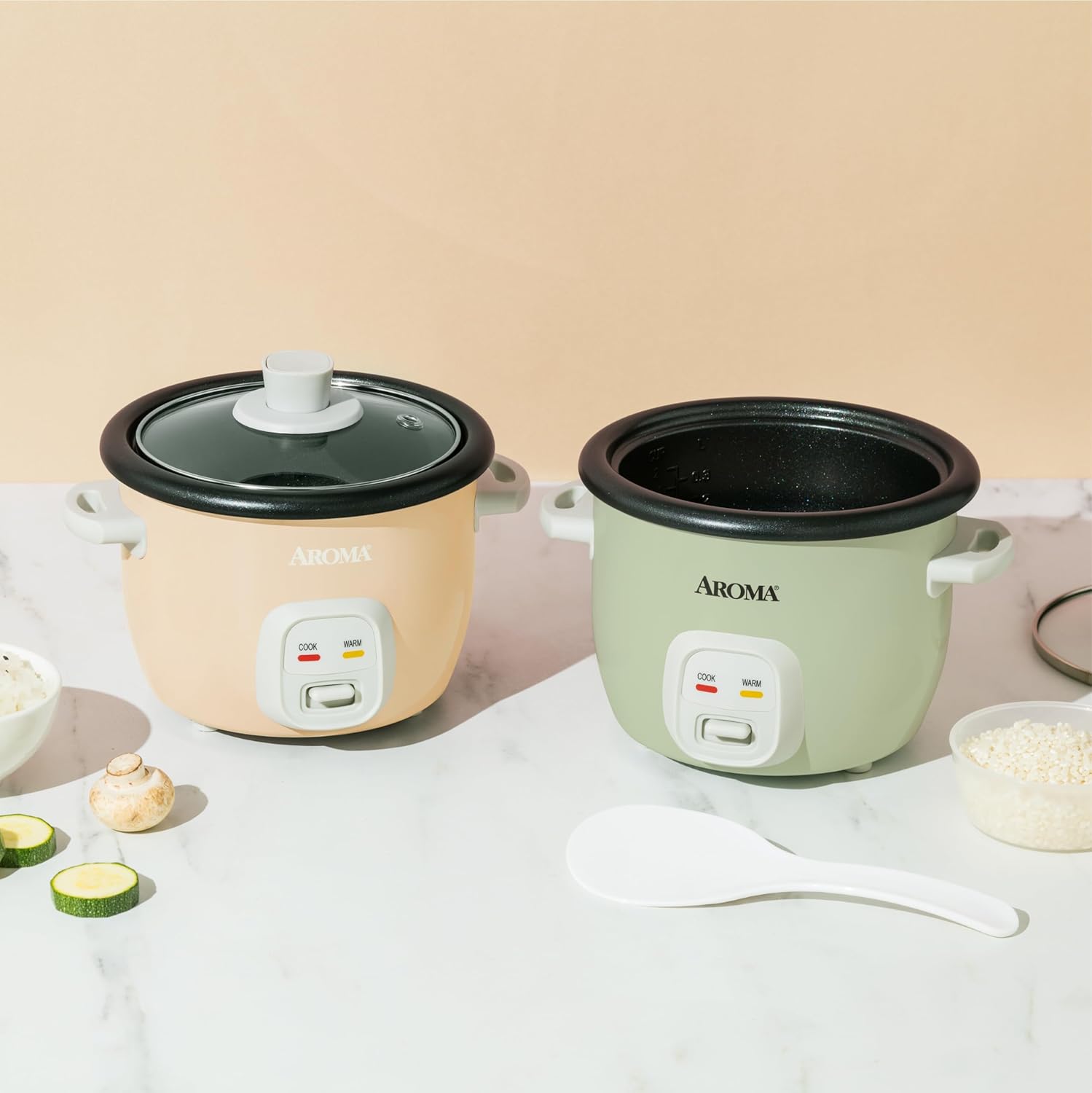 AROMA® Mini Rice Cooker, 2-Cup (Uncooked) / 4-Cup (Cooked), Grain Cooker, Soup Maker, Oatmeal Cooker, Auto Keep Warm, 1 Qt, Light Green - Image 3