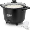 AshGlen Small Rice Cooker 2-Cup uncooked- 4-Cup Cooked, Mini Hot Pot Electric, Mini Electric Pot, Ceramic Rice Cooker, Small Rice Steamer, Noodle & Oatmeal Cooker, Dual Modes, Single Serve, Graphite - 1