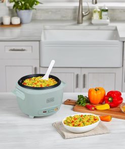 Alternative view of BLACK+DECKER 16-Cup Cooked (8 Cups Uncooked) Rice Cooker, Steaming Basket, Removable Nonstick Bowl, One-Touch Operation, Surf Spray