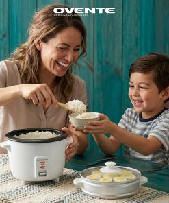 Alternative view of OVENTE Electric Rice Cooker and Food Steamer – 10-Cup Cooked Capacity (5 Cups Uncooked), Nonstick Removable Pot, Keep Warm Function, Steaming Basket, Measuring Cup & Spatula Included, White RCS01W