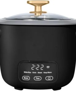 Wonderful Electric Rice Cooker 6-Cup COOKED, 3-Cup UNCOOKED, Ceramic Nonstick, Touch Display, Keep Warm 2 Hrs, 4 Presets, Glass Lid (Black) - 1