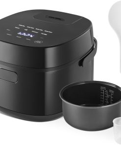 Amazon Basics Rice Cooker 6-cup Uncooked 12-cup Cooked, Micon with Fuzzy Logic, Keep Warm, Black