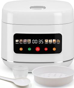 Digital Rice Cooker, 8-Cup Uncooked/16-Cup Cooked Capacity, Touch Screen with 8 Cooking Programs, Auto Keep Warm, 24-Hour Delay Timer, Non-Stick Inner Pot & Steamer Basket for White/Brown Rice, Quinoa, Oatmeal, Porridge, Soup