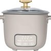 Wonderful Electric Rice Cooker 6-Cup COOKED, 3-Cup UNCOOKED, Ceramic Nonstick, Touch Display, Keep Warm 2 Hrs, 4 Presets, Glass Lid (Porcini Taupe) - 1