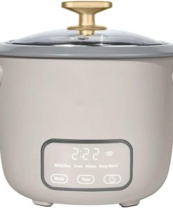Wonderful Electric Rice Cooker 6-Cup COOKED, 3-Cup UNCOOKED, Ceramic Nonstick, Touch Display, Keep Warm 2 Hrs, 4 Presets, Glass Lid (Porcini Taupe)