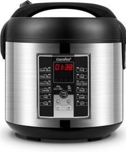 COMFEE' Rice Cooker with 6 Functions, Nonstick Pot, 10-Cups Uncooked Rice