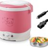 OSBA 12V Rice Cooker for Car 1L Mini Rice Cooker with Steamer, Pink - 1