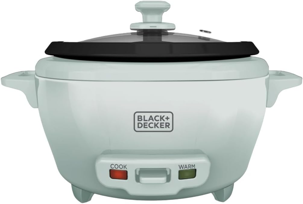 BLACK+DECKER 6-Cup Rice Cooker with Steaming Basket, Surf Spray - 1