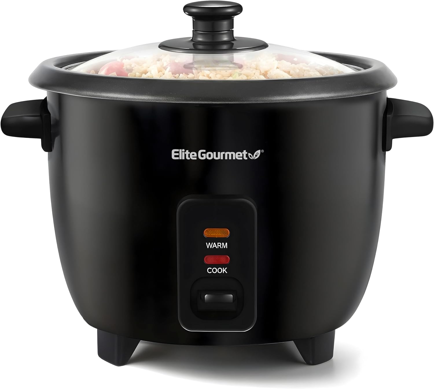Elite Gourmet Electric Rice Cooker with Steam Tray and Non-Stick Inner Pot Makes Soups, Stews, Grains, Cereals, Keep Warm Feature, 6 Cups Cooked (3 Cups Uncooked), Black - 1