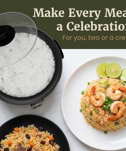Alternative view of Elite Gourmet Electric Rice Cooker with Steam Tray and Non-Stick Inner Pot Makes Soups, Stews, Grains, Cereals, Keep Warm Feature, 6 Cups Cooked (3 Cups Uncooked), Black