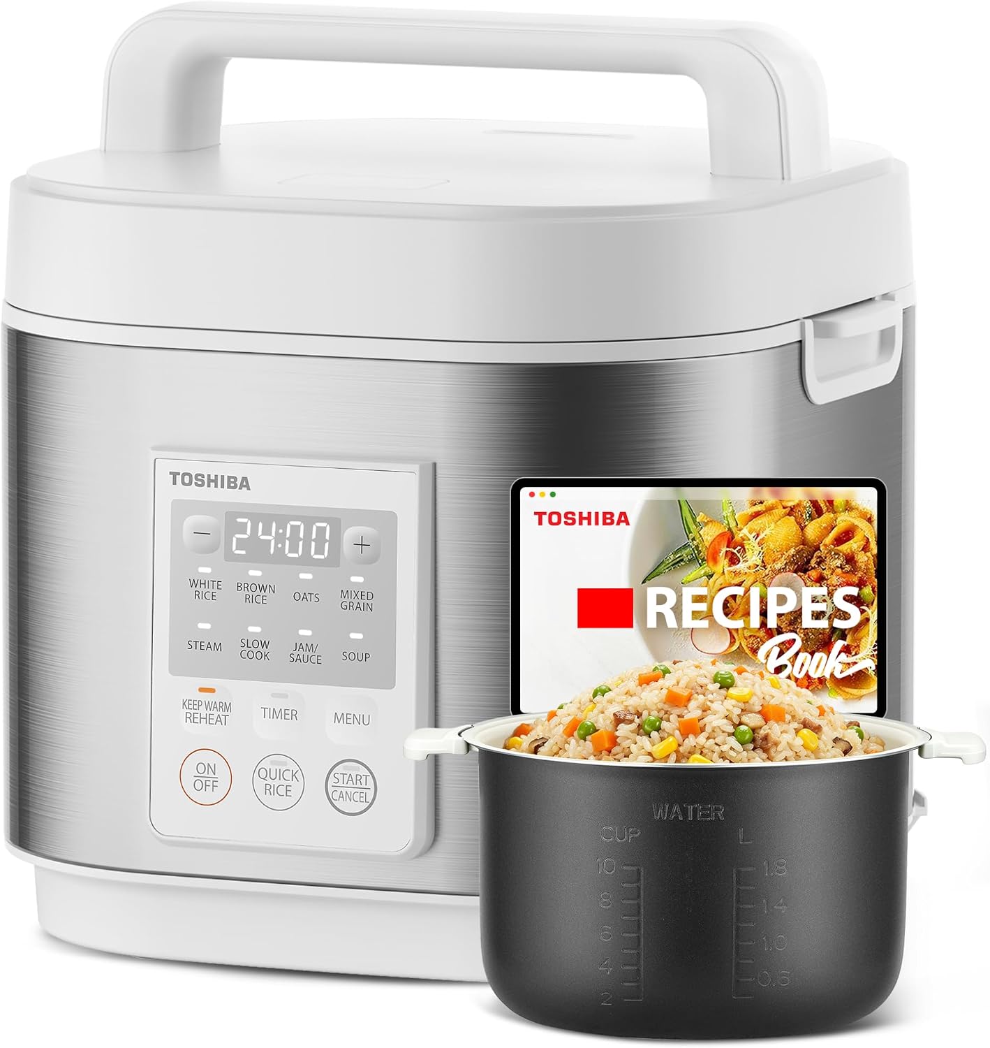 TOSHIBA Rice Cooker Heritage Bento Box, Digital Control, 10-Cup Uncooked Rice Capacity, 9 Functions with 3D Heating and 24-Hour Auto Keep Warm - 1