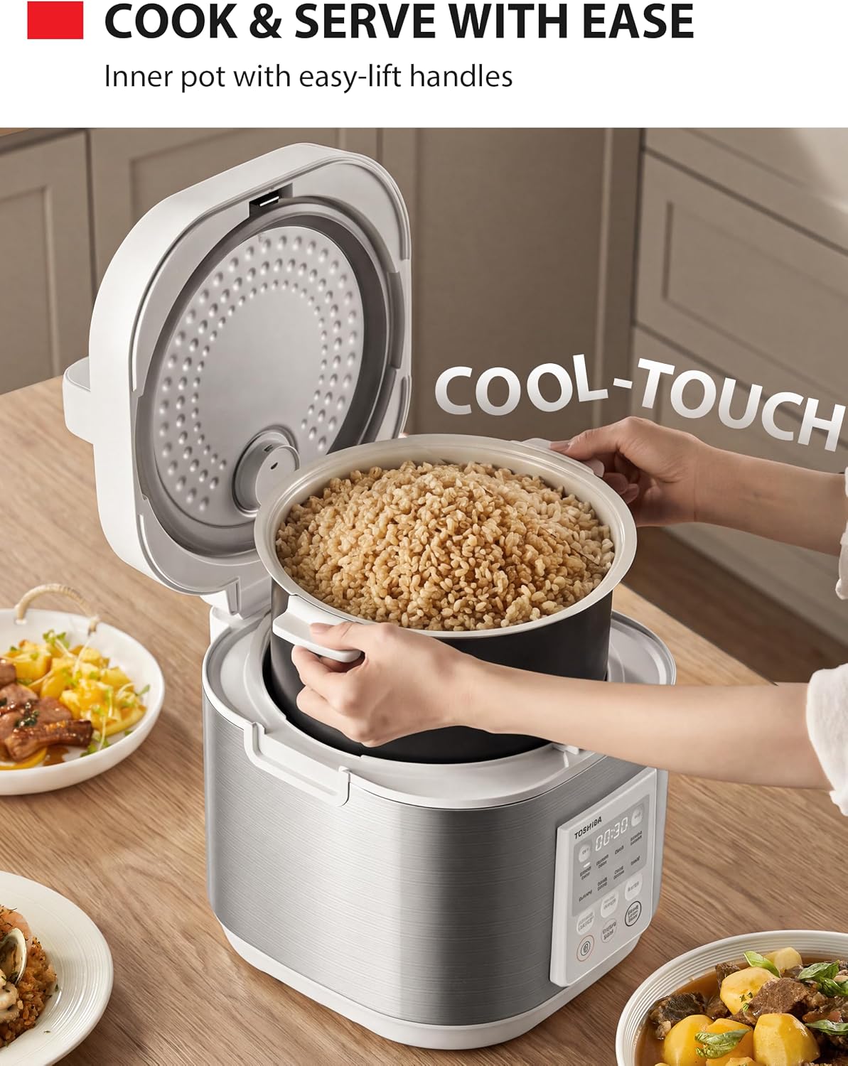 TOSHIBA Rice Cooker Heritage Bento Box, Digital Control, 10-Cup Uncooked Rice Capacity, 9 Functions with 3D Heating and 24-Hour Auto Keep Warm - Image 9