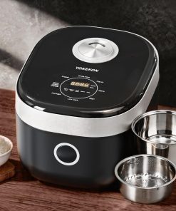 YOKEKON Low Carb Low Sugar Rice Cooker Stainless Steel Inner Pot,Black