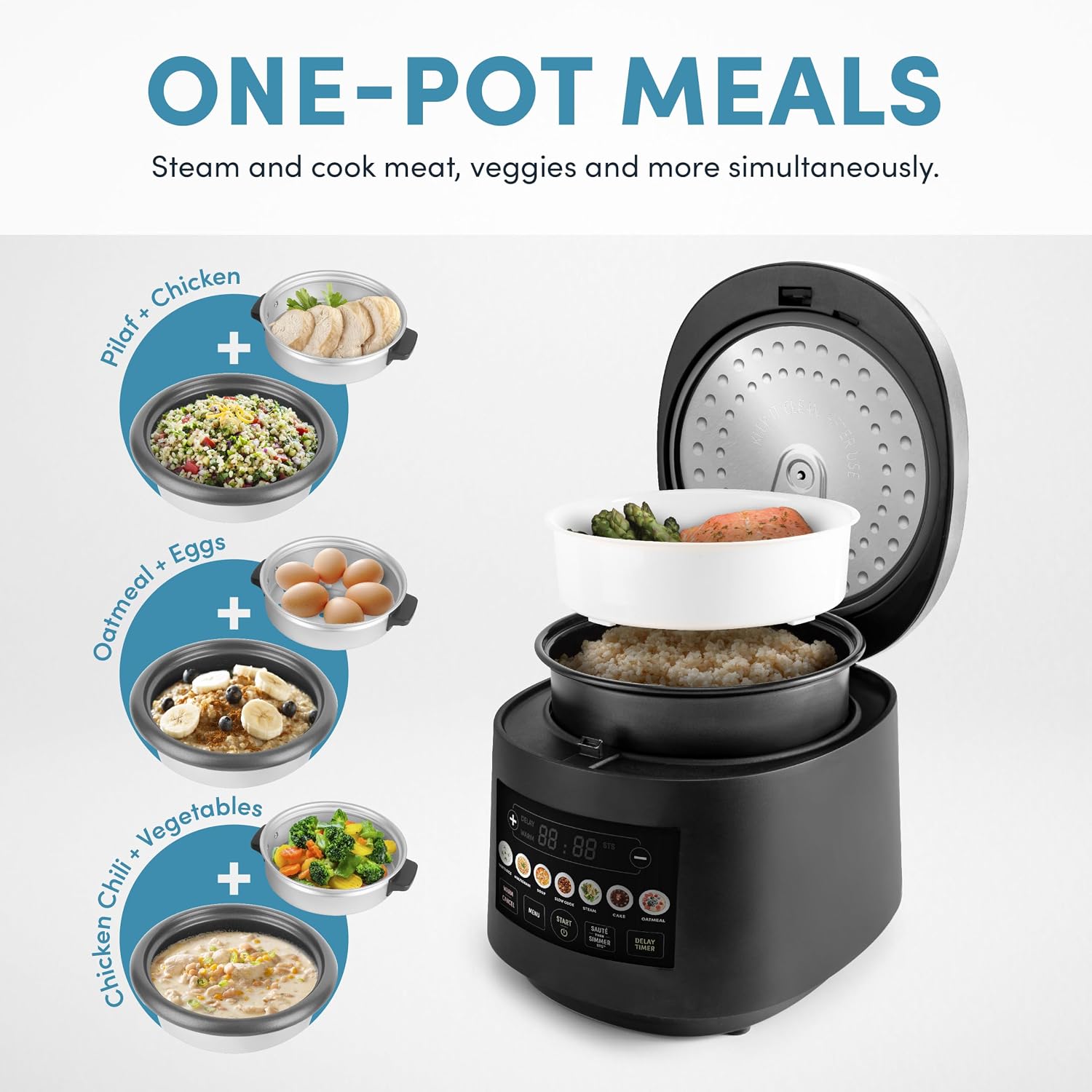 AROMA® CoreCoat™ Smart Digital Rice Cooker and Multicooker, 10-Cup (Uncooked) / 20-Cup (Cooked), with 8 Modes and PFSA-free, Non-Stick Ceramic Coating - Image 7