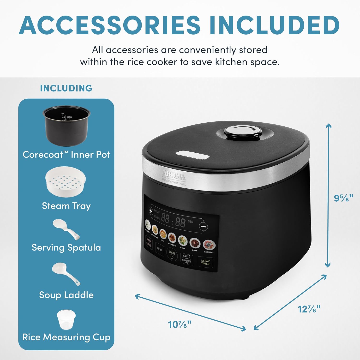 AROMA® CoreCoat™ Smart Digital Rice Cooker and Multicooker, 10-Cup (Uncooked) / 20-Cup (Cooked), with 8 Modes and PFSA-free, Non-Stick Ceramic Coating - Image 5