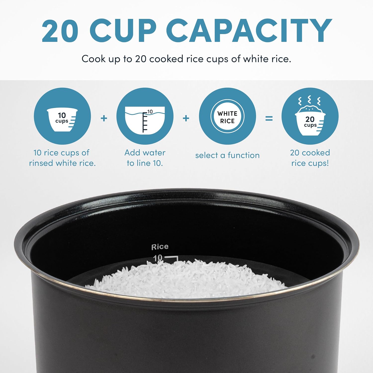 AROMA® CoreCoat™ Smart Digital Rice Cooker and Multicooker, 10-Cup (Uncooked) / 20-Cup (Cooked), with 8 Modes and PFSA-free, Non-Stick Ceramic Coating - Image 4