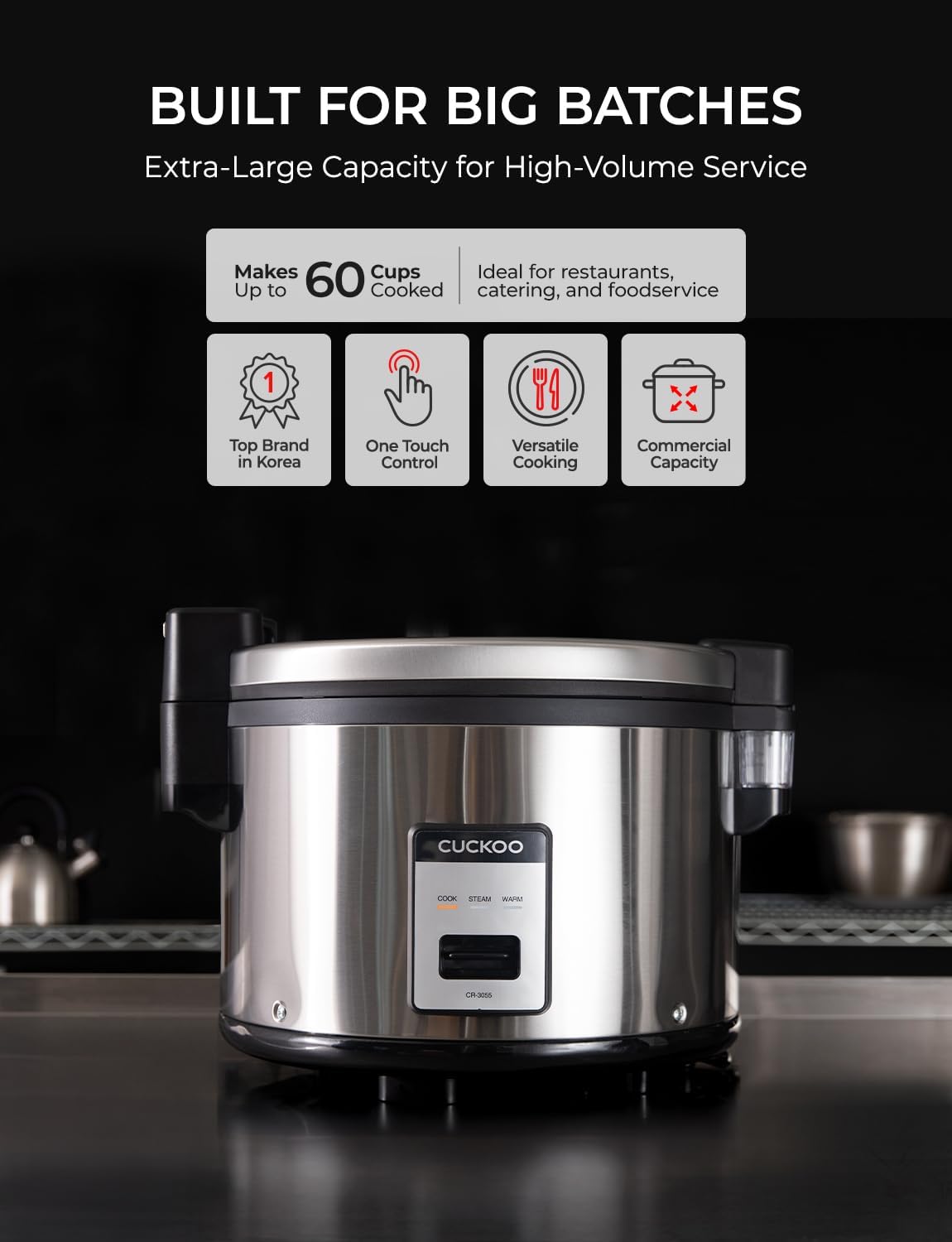 CUCKOO Commercial Rice Cooker and Warmer, 60-Cup Cooked, CR-3055 - Image 7