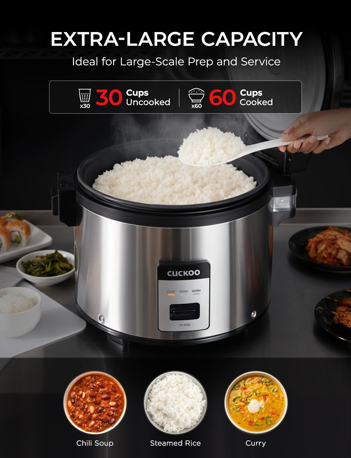 CUCKOO Commercial Rice Cooker and Warmer, 60-Cup Cooked, CR-3055 - Image 6
