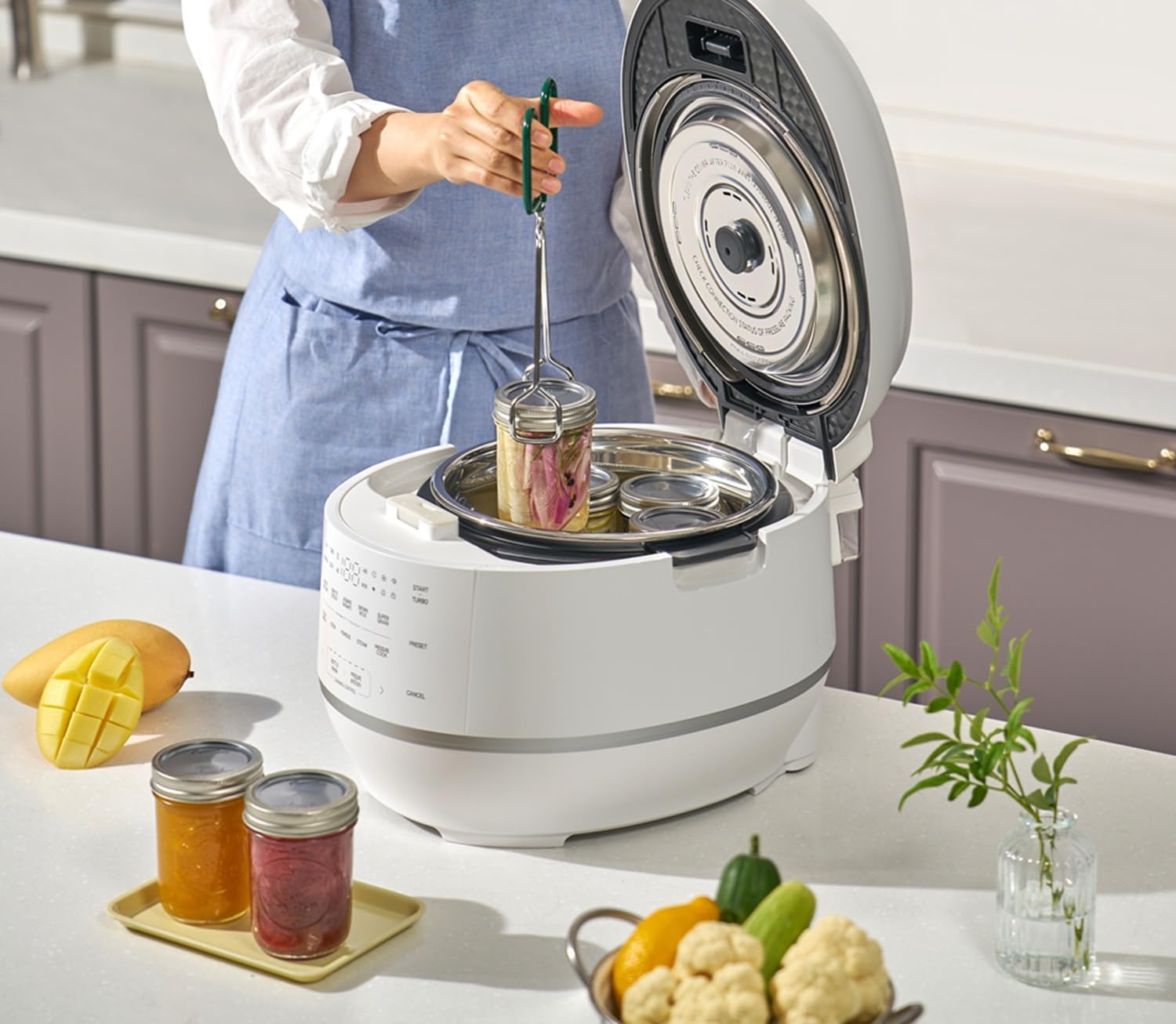Cuchen 10-Cup Premium IH Pressure Rice Cooker with 316Ti Stainless Steel Inner Pot, 2.1 Bar High Pressure for Multi-Grain & Canning, Auto Steam Clean, White (CRT-RPD1010IEWUS) - Image 2
