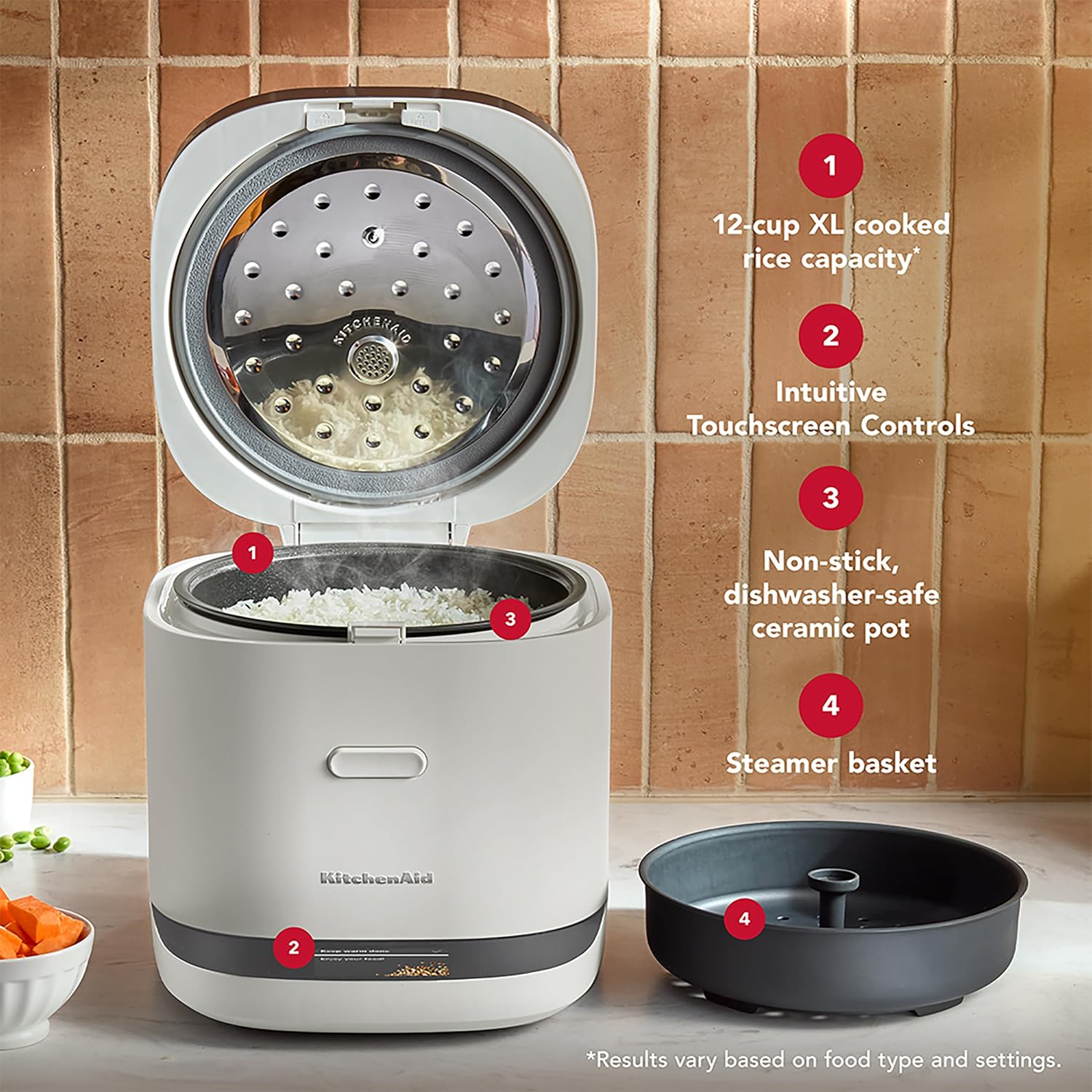 KitchenAid XL 12 Cup Grain and Rice Cooker, Integrated Scale, KGC2254PL - Image 3