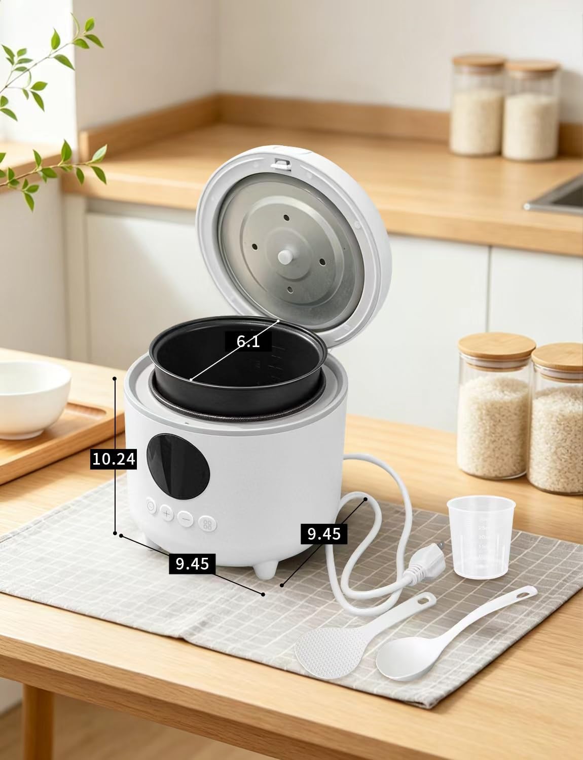 Rice Cooker Small, 3-Cups Uncooked/ 6-Cups Cooked, White - Image 8