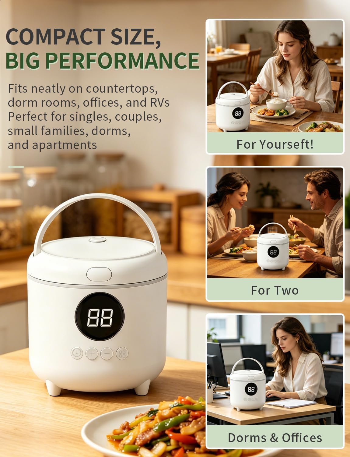 Rice Cooker Small, 3-Cups Uncooked/ 6-Cups Cooked, White - Image 7