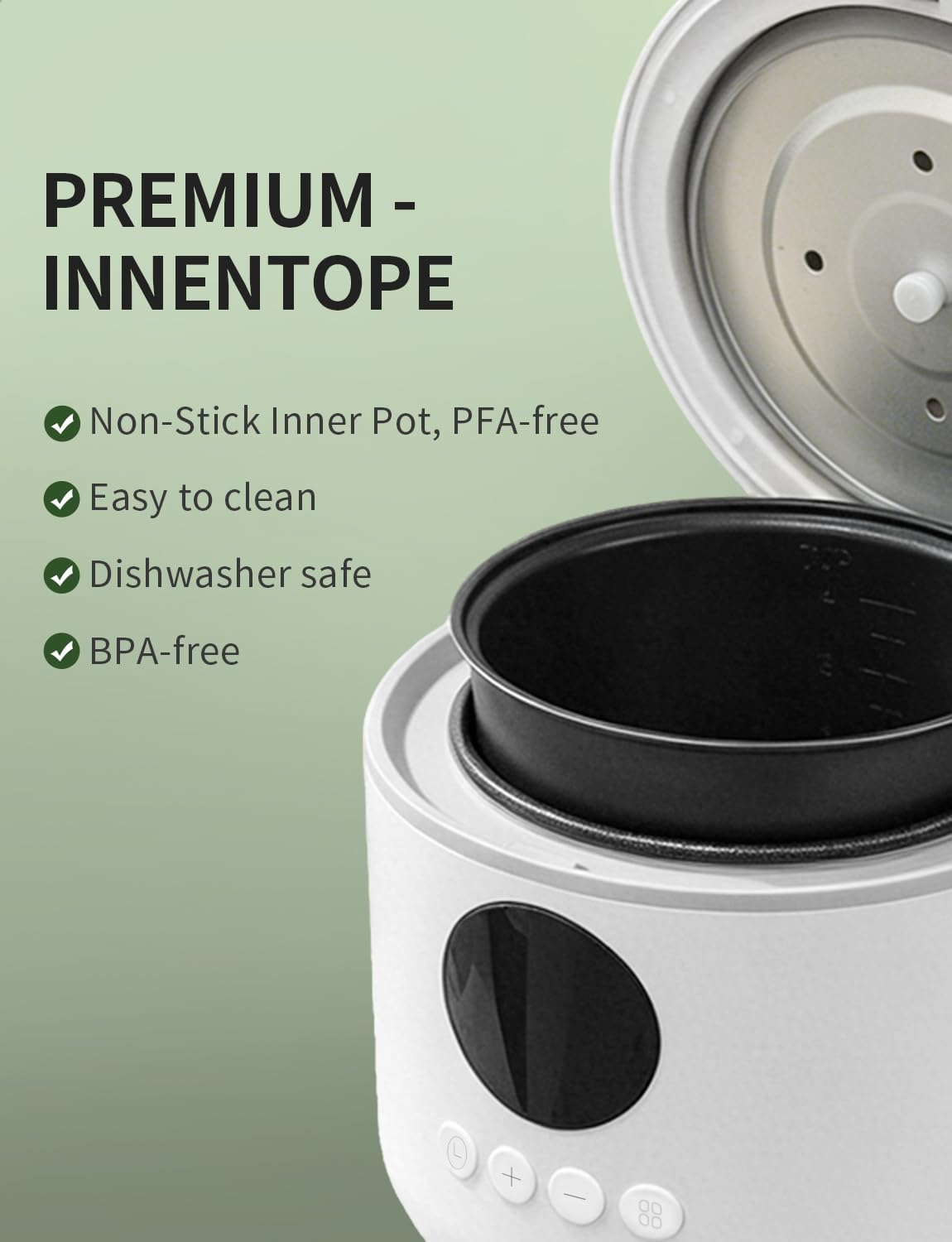 Rice Cooker Small, 3-Cups Uncooked/ 6-Cups Cooked, White - Image 4