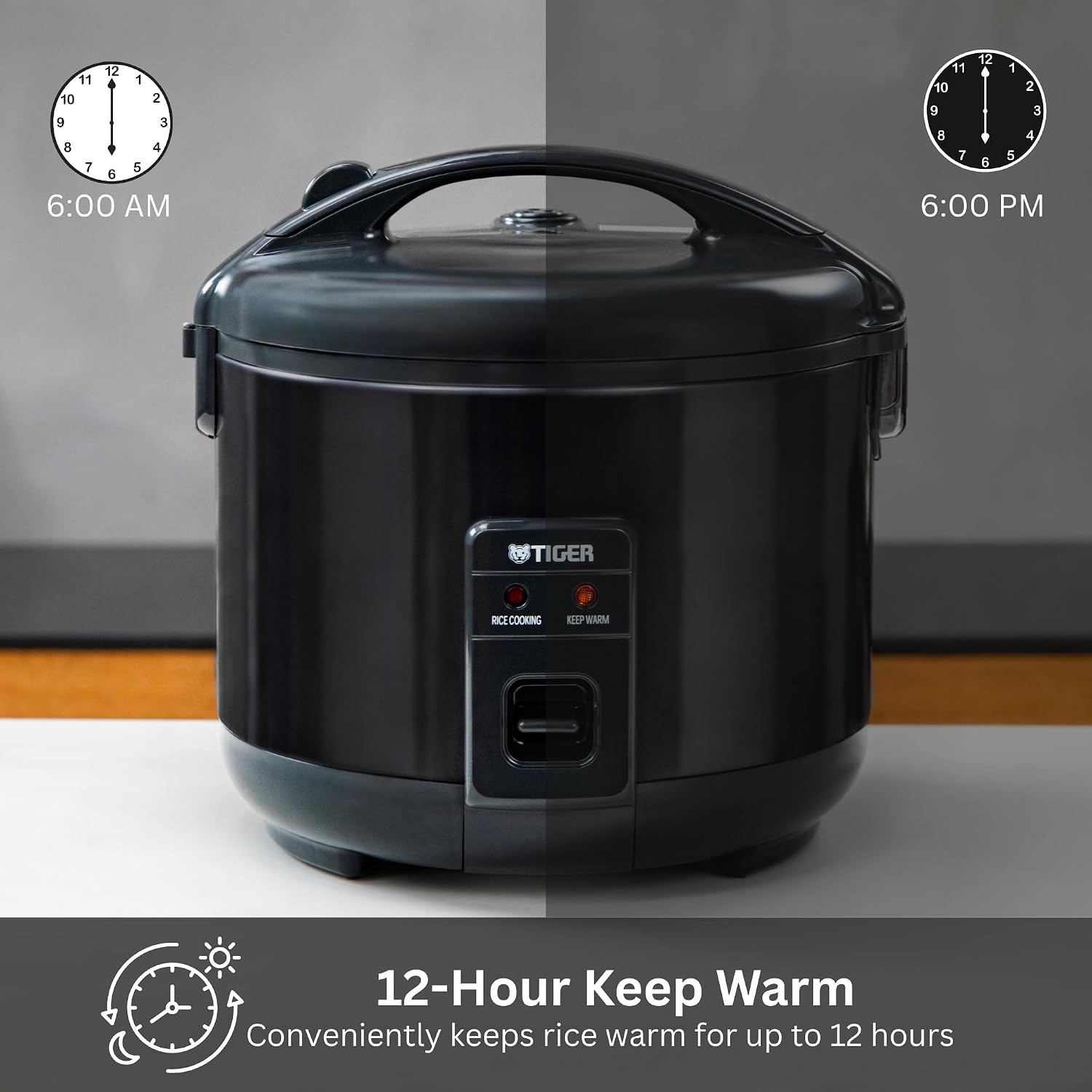 Tiger JNP-S10U-KY 5.5 Cup Capacity Rice Cooker with Non-Stick Inner Pot, Retractable Power Cord, and Keep Warm up to 12 hours, Black - Image 7